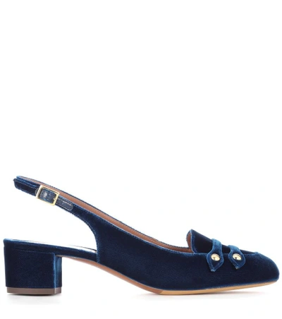 Shop Tabitha Simmons Exclusive To Mytheresa.com - Ines Velvet Sling-back Pumps In Blue
