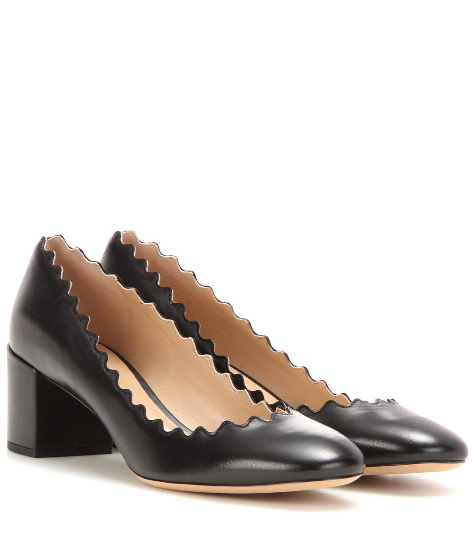 chloe scalloped block heel