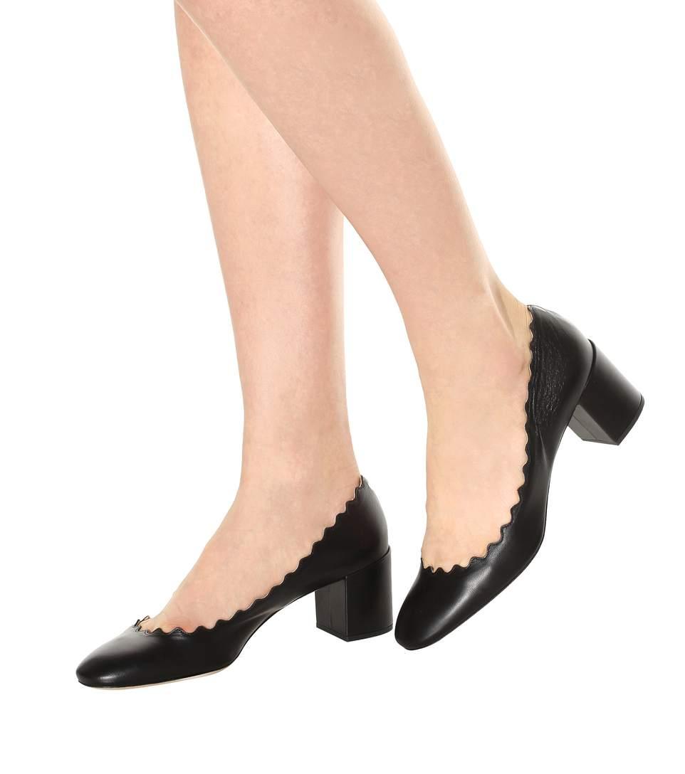 chloe scalloped block heel