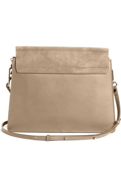 Shop Chloé Faye Suede & Leather Shoulder Bag In Motty Grey