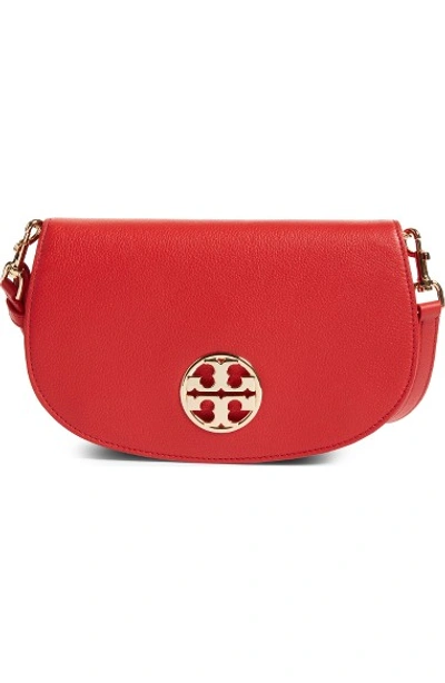 Shop Tory Burch Jamie Convertible Leather Clutch - Red In Cherry Apple