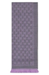 Gucci Gg Jacquard Pattern Knitted Scarf In Flannel/light Purple