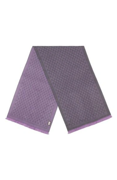 Shop Gucci Gg Jacquard Wool Scarf In Flannel/light Purple