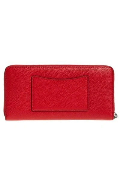 Shop Michael Michael Kors Mercer Leather Continental Wallet In Bright Red