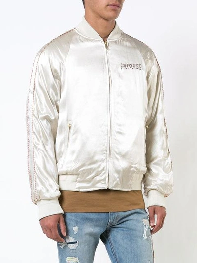 Shop Visvim Embroidered Bomber Jacket In White