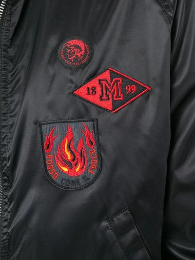 Shop Diesel Embroidered Bomber Jacket In Black