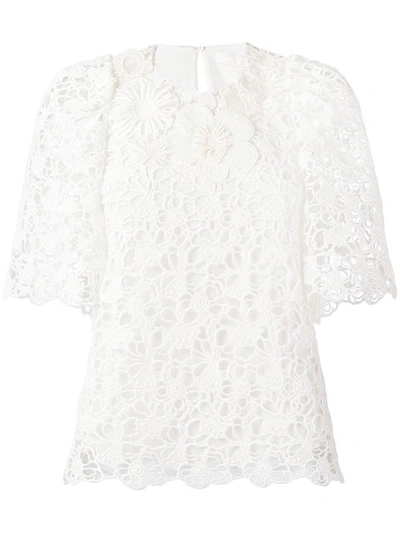 Chloé Lace Cotton Top In White