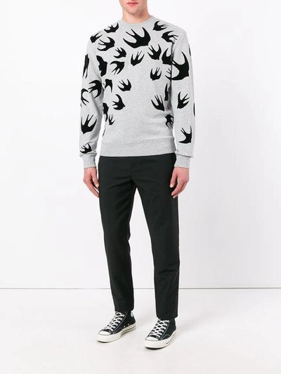 Shop Mcq By Alexander Mcqueen Swallow Print Sweatshirt In Grey