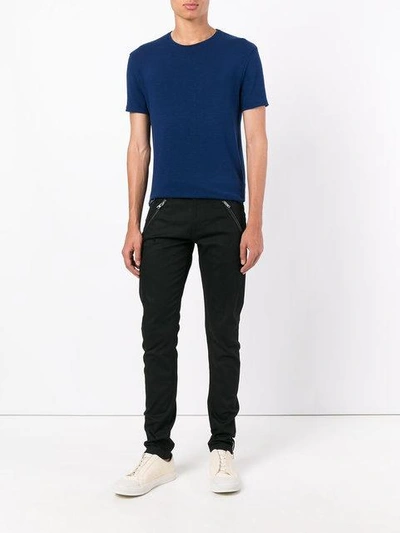 Shop Alexander Mcqueen Slim Biker Trousers - Black