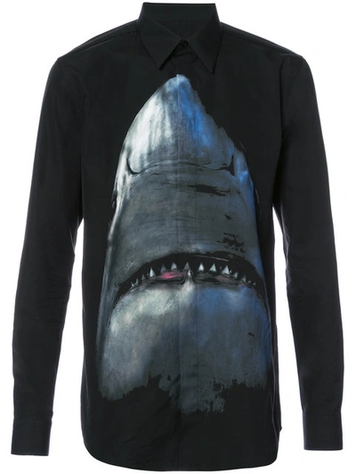 Givenchy Contemporary-fit Shark-print Cotton Shirt In Black ModeSens