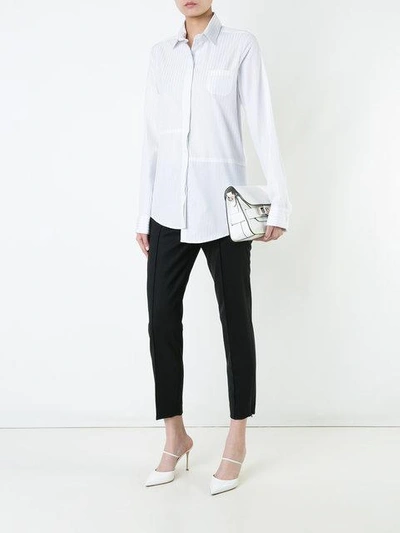 Shop Rokh Striped Asymmetric Shirt - White