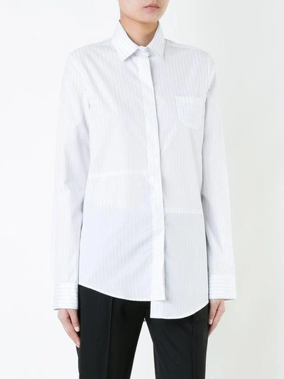 Shop Rokh Striped Asymmetric Shirt - White