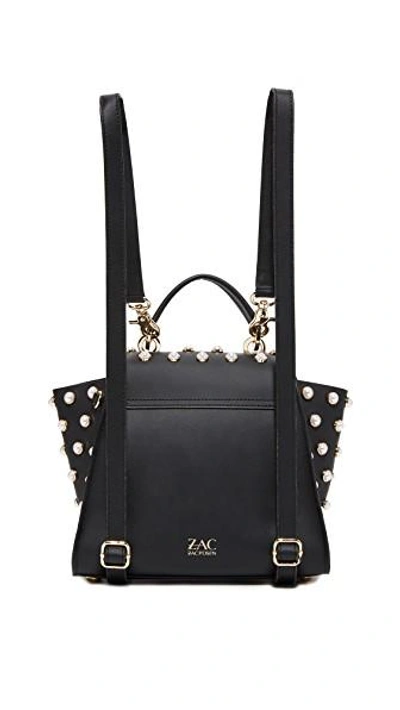 Shop Zac Zac Posen Eartha Imitation Pearl Lady Convertible Backpack In Black