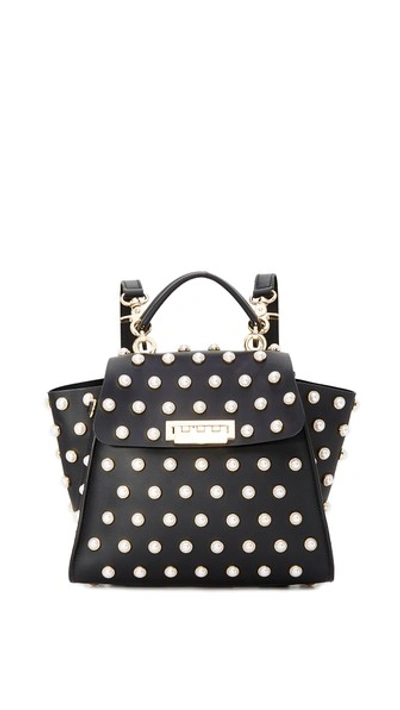 Shop Zac Zac Posen Eartha Imitation Pearl Lady Convertible Backpack In Black