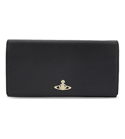 Shop Vivienne Westwood Balmoral Leather Wallet On Chain In Black