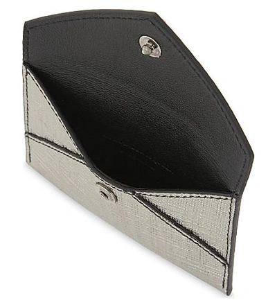 Shop Alexander Mcqueen Skull Metallic Leather Envelope Card Holder In Gunmetal