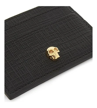 Shop Alexander Mcqueen Skull Saffiano Leather Card Holder In Black