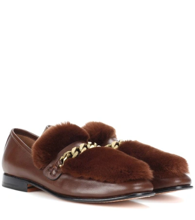 Boyy Burgundy Loafur Leather And Fur Loafers In Cogeac