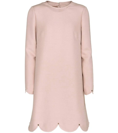 Shop Valentino Wool And Silk Long-sleeved Dress In Pink