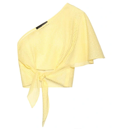 Shop Anna October Cotton Asymmetrical Tie-front Top In Yellow
