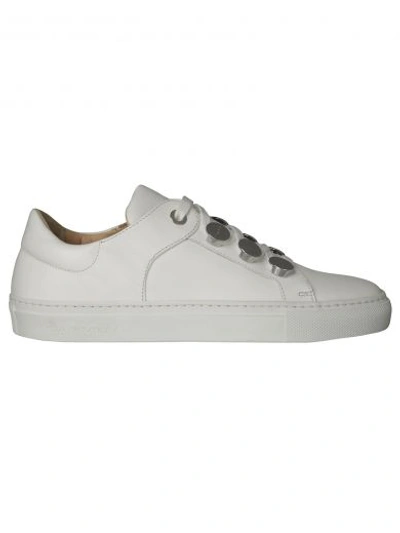 Shop Carven Button Sneakers In White