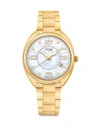 FENDI Momento Fendi Diamond, Mother-Of-Pearl & Goldtone Stainless Steel Bracelet Watch