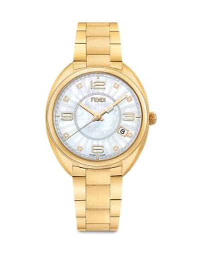 Shop Fendi Momento  Diamond, Mother-of-pearl & Goldtone Stainless Steel Bracelet Watch