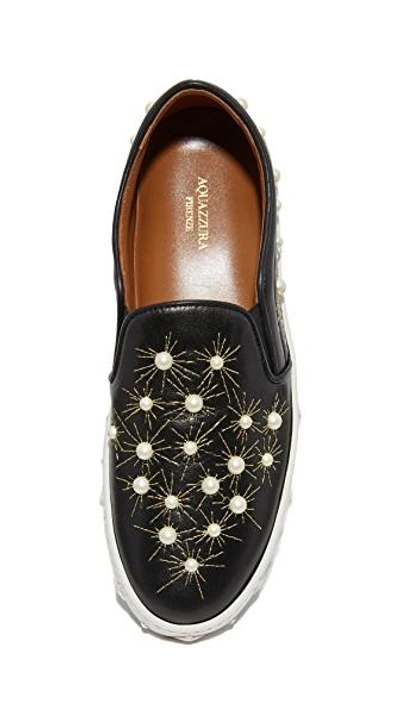 Shop Aquazzura Cosmic Slip On Sneakers In Black