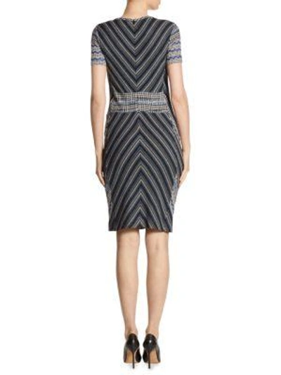 Shop Missoni Wool Patchwork Dress In Blue