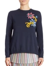 MARY KATRANTZOU Embroidered Split-Back Cotton Cropped Sweater