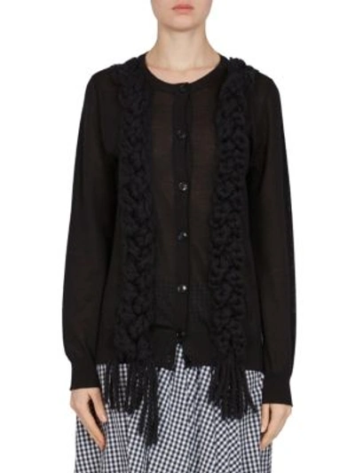 Simone Rocha Braided Wool, Silk & Cashmere Cardigan In Black
