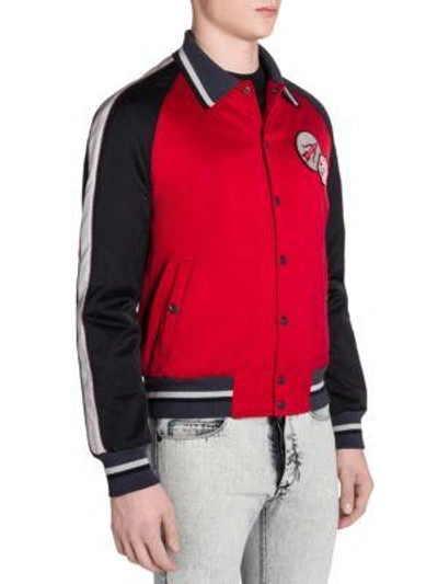 Shop Lanvin Lobster Colorblocked Satin Jacket In Red