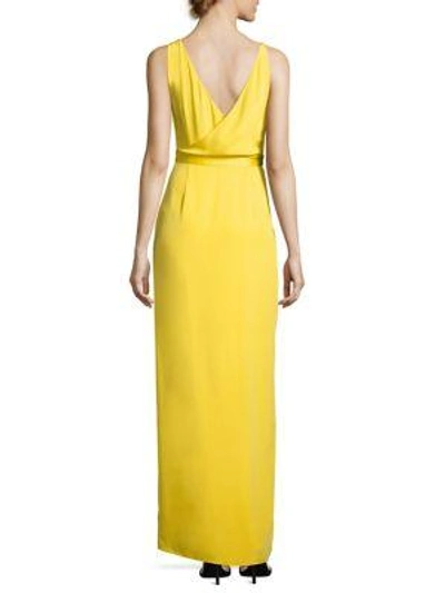Shop Diane Von Furstenberg Sleeveless Asymmetrical Side Silk Dress In Daffodil