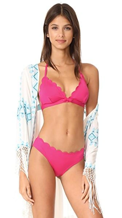 Shop Kate Spade Scalloped Triangle Bikini Top In Tagine Pink