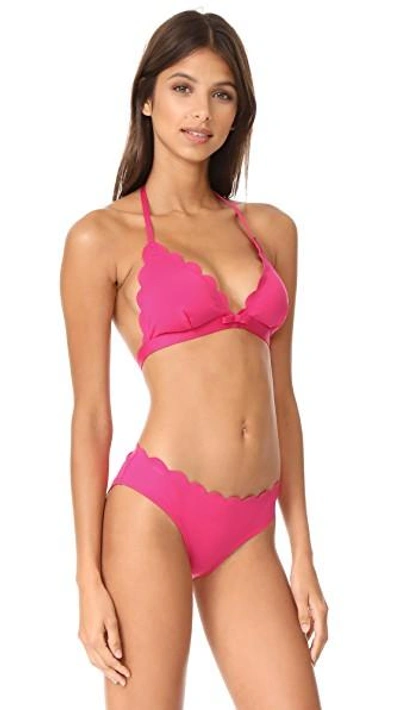 Shop Kate Spade Scalloped Triangle Bikini Top In Tagine Pink