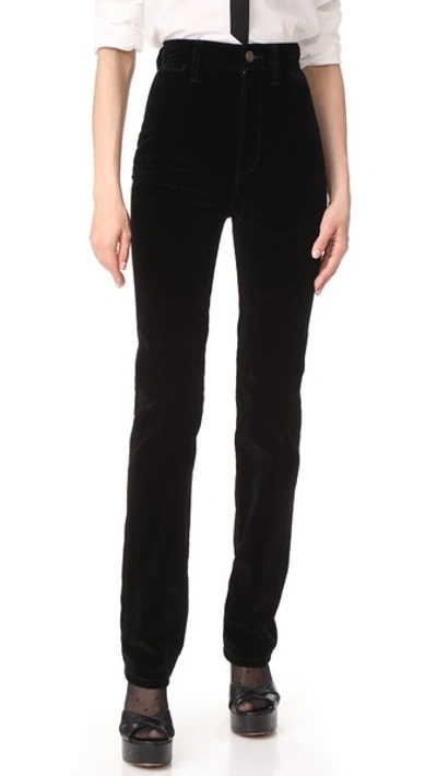 Marc Jacobs Straight High-rise Velvet Pants In 001 Black