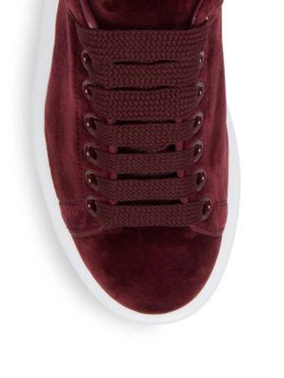 Shop Alexander Mcqueen Velvet Platform Sneakers In Burgundy