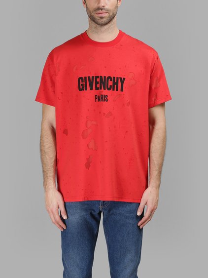 givenchy red destroyed t shirt