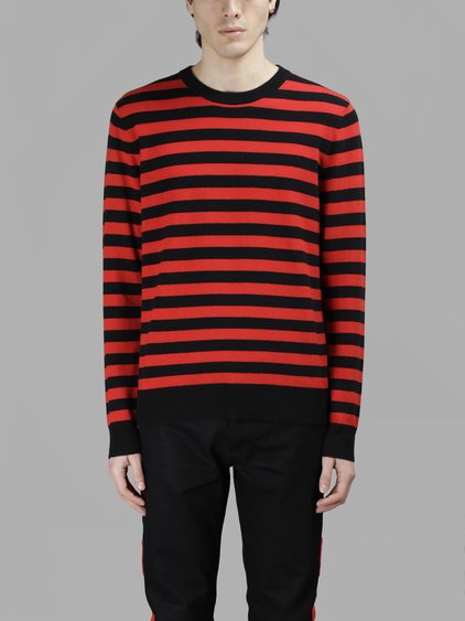 red and black striped sweater mens