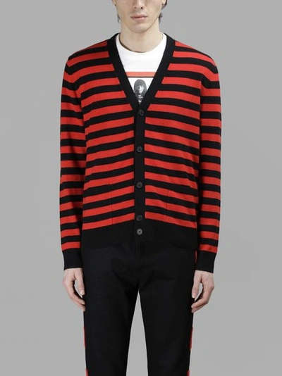 Shop Givenchy Men's Red Striped Cardigan In Red And Black