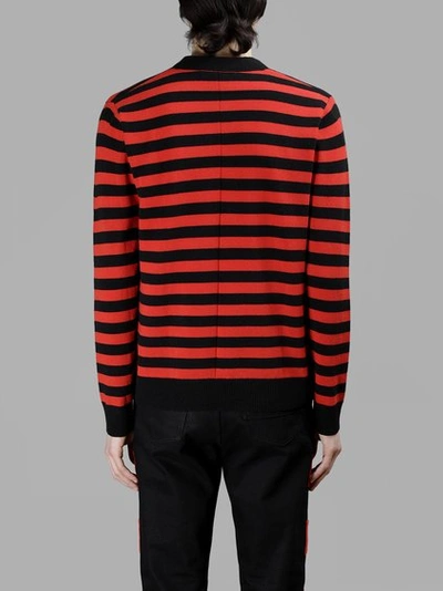 Shop Givenchy Men's Red Striped Cardigan In Red And Black