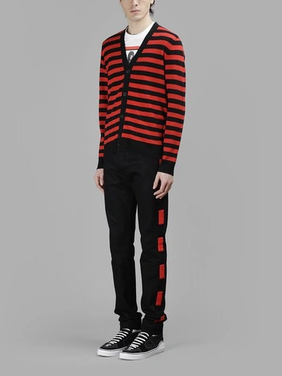 Shop Givenchy Men's Red Striped Cardigan In Red And Black