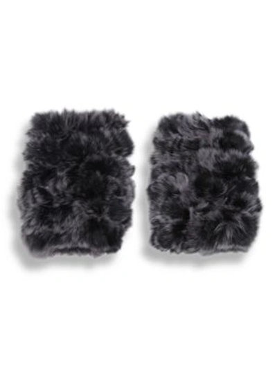 Jocelyn Rabbit Fur Fingerless Gloves In Black