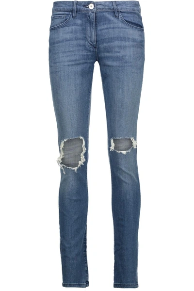 Shop 3x1 W2 Distressed Mid-rise Skinny Jeans In Mid Denim