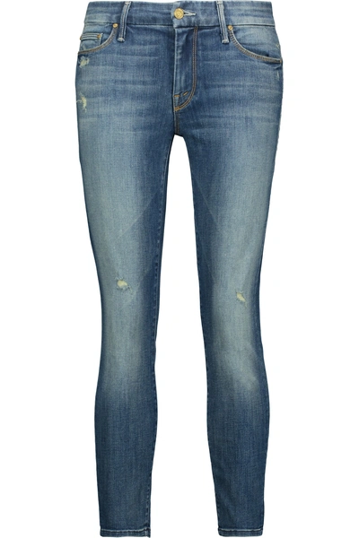 Mother The Looker Cropped Distressed Mid-rise Skinny Jeans
