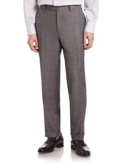 Shop Brioni Wool Trousers In Grey