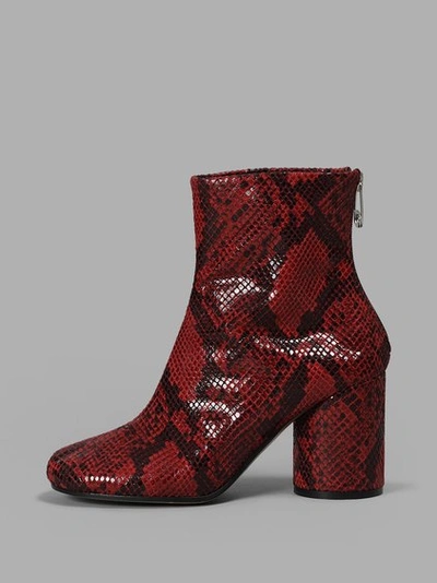 Maison Margiela Socks Boots Phyton Print Red In Red Animalier