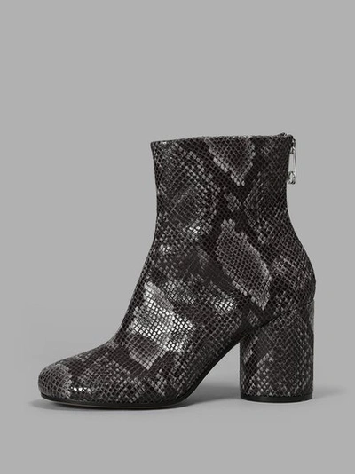 Maison Margiela Python Ankle Boots In Black And White Animalier