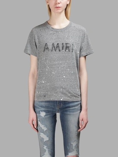 Shop Amiri Women's Grey Logo T-shirt