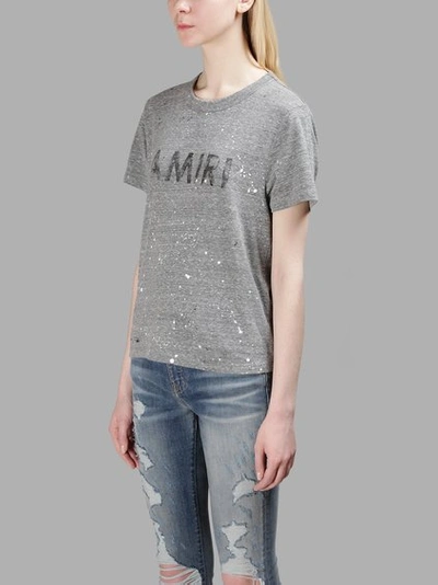 Shop Amiri Women's Grey Logo T-shirt
